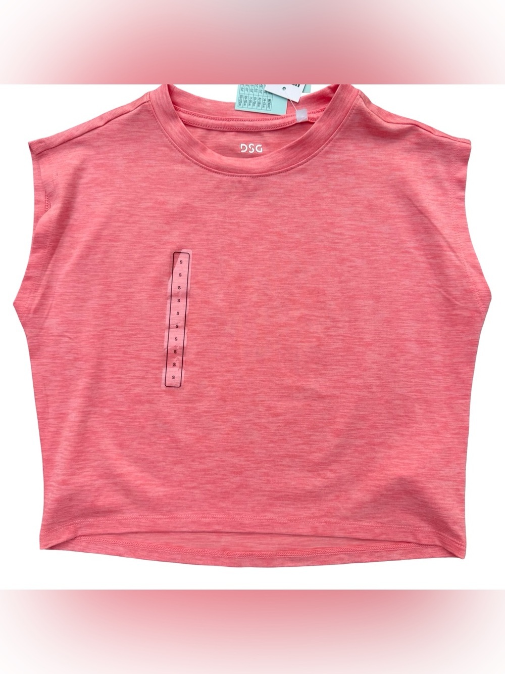 NEW DSG Coral Heathered Sleeveless Performance Tank Top - Size Small (8-9)